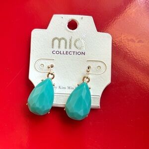 Mia Collection Costume Gold Turquoise Dangle Earrings